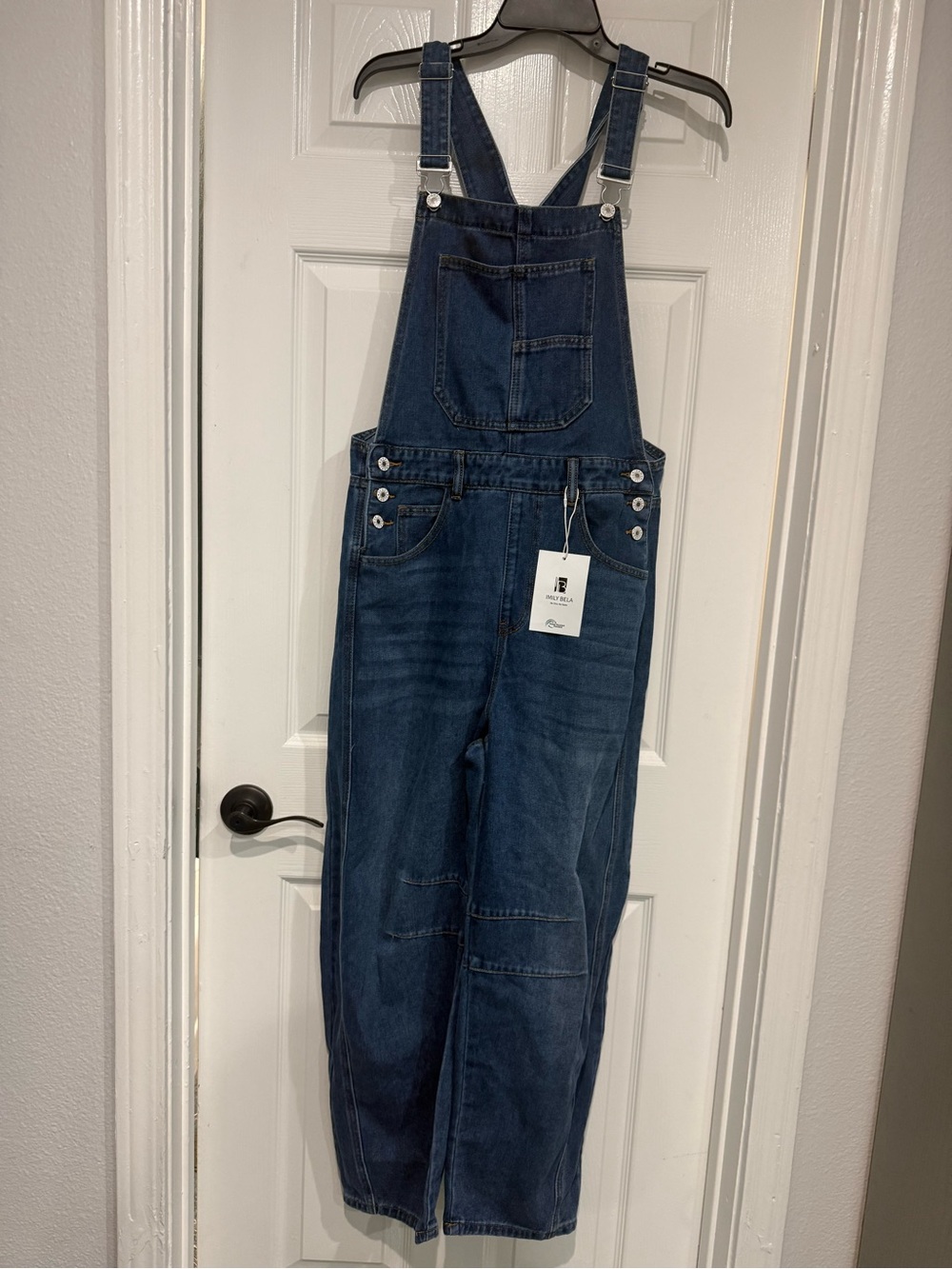 Imily Bela Denim Overalls with Loose Fit, Adjustable Straps, Pockets Blue L NWT